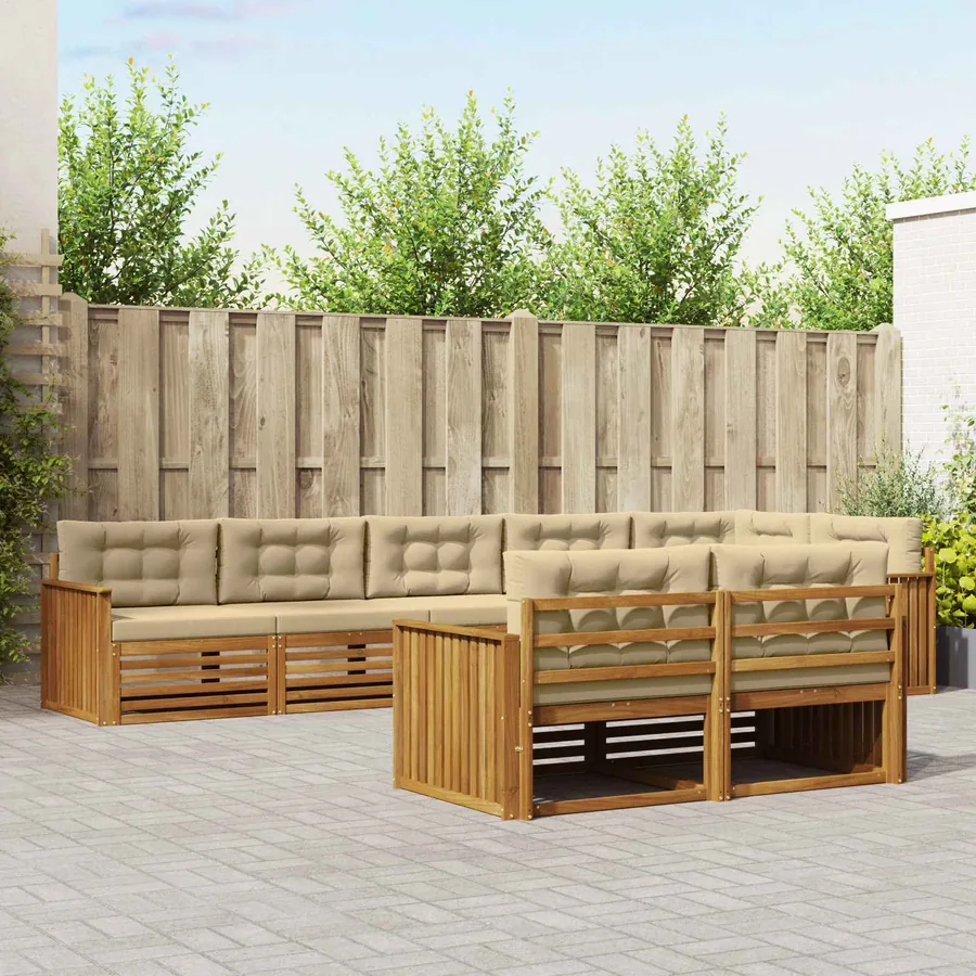 Ensemble de canapés d'extérieur 8 pcs Naturel et Beige