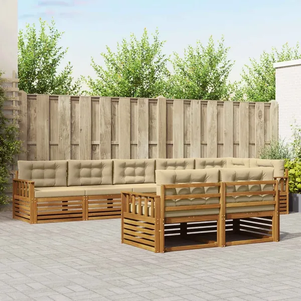 Ensemble de canapés d'extérieur 8 pcs Naturel et Beige