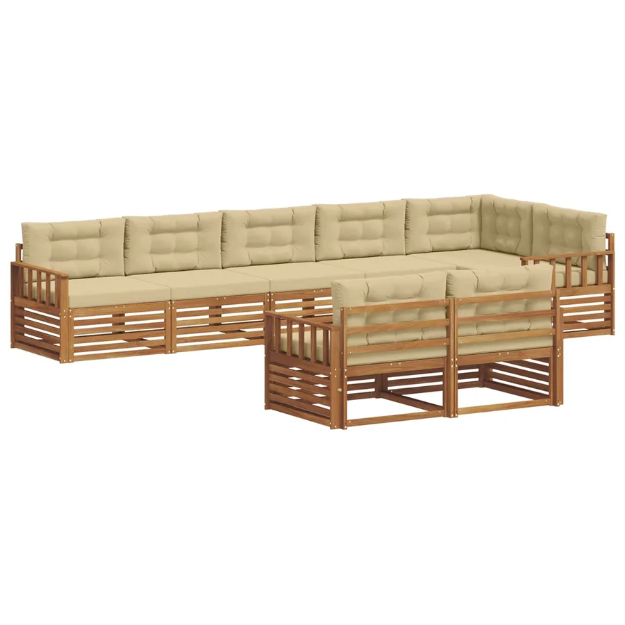 Ensemble de canapés d'extérieur 8 pcs Naturel et Beige - 2