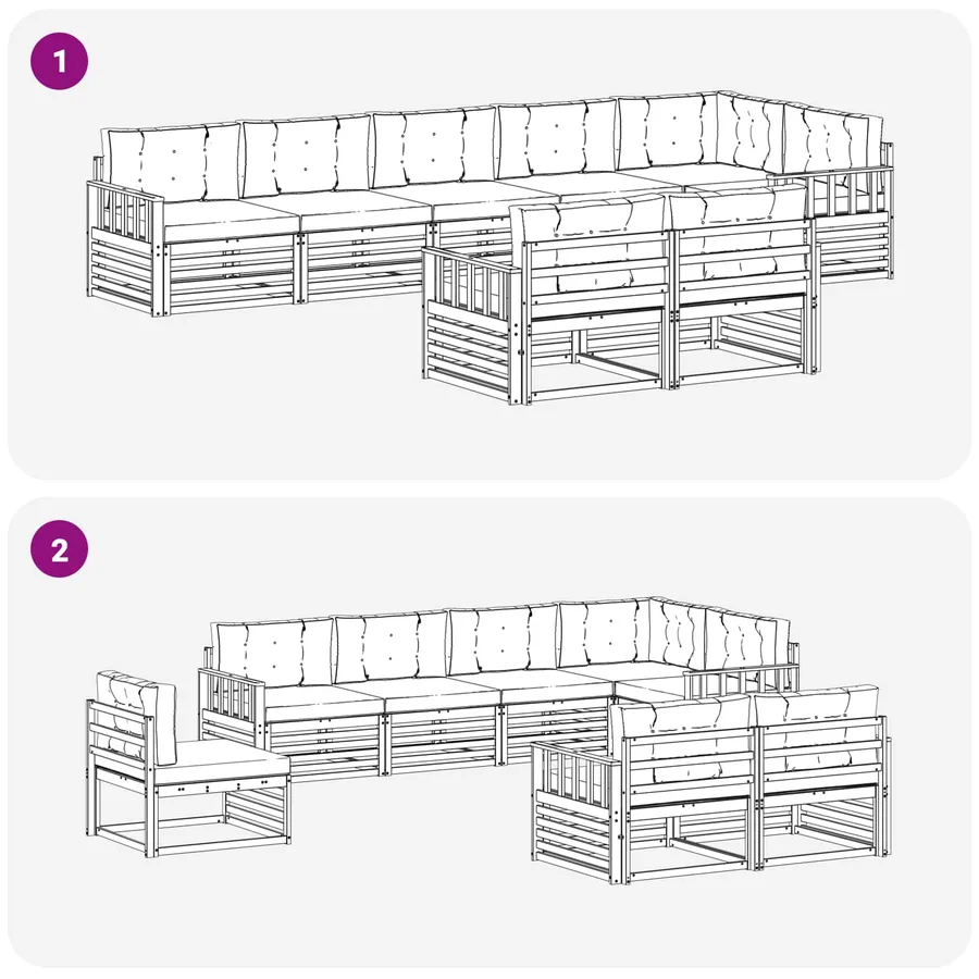 Ensemble de canapés d'extérieur 8 pcs Naturel et Beige - 7