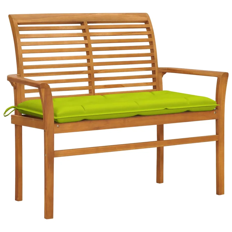 Banc de jardin avec coussin vert vif 112 cm Bois de teck massif