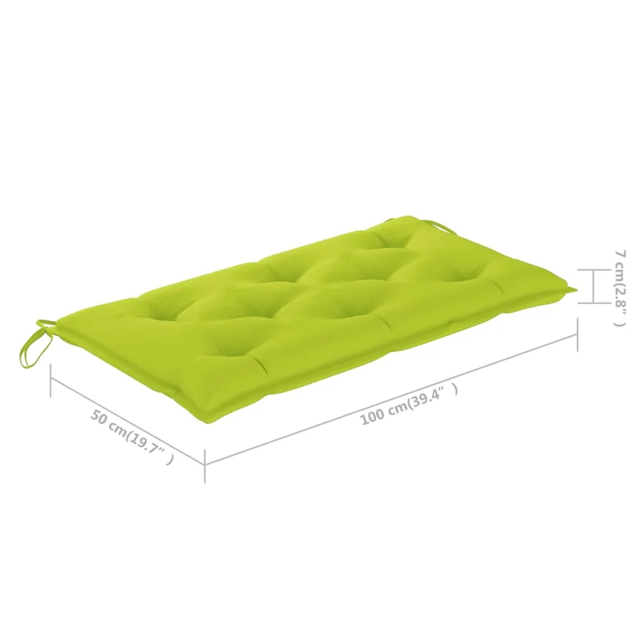 Banc de jardin avec coussin vert vif 112 cm Bois de teck massif - 10