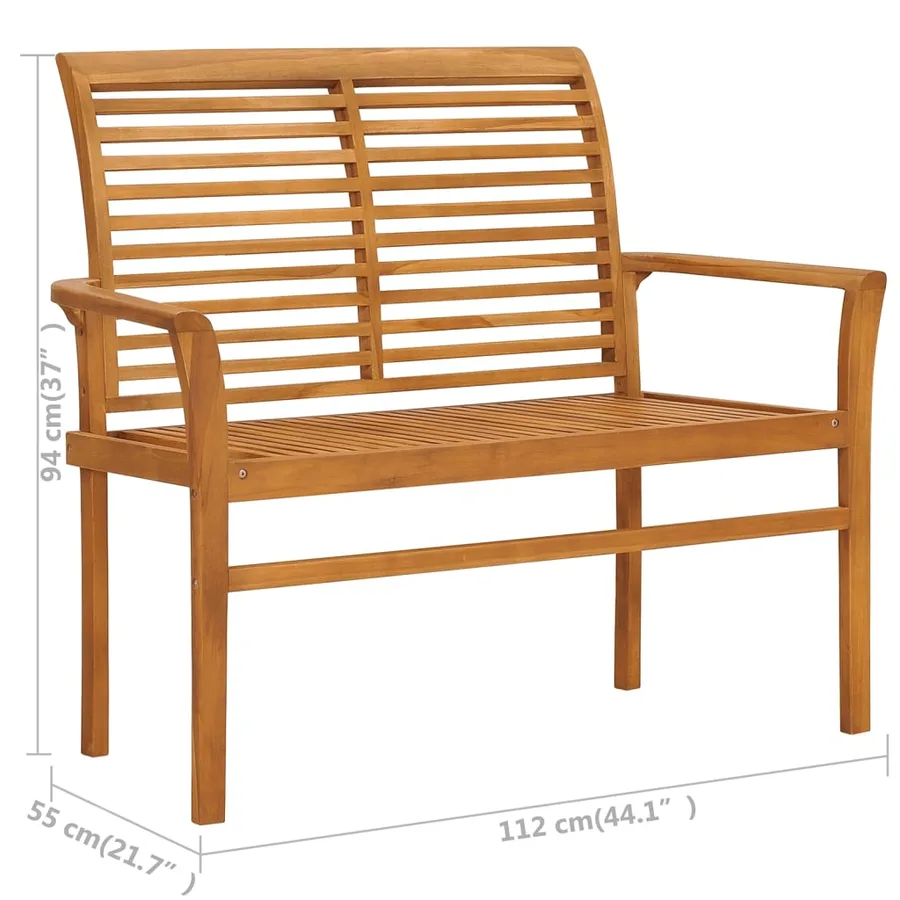 Banc de jardin avec coussin vert vif 112 cm Bois de teck massif - 11