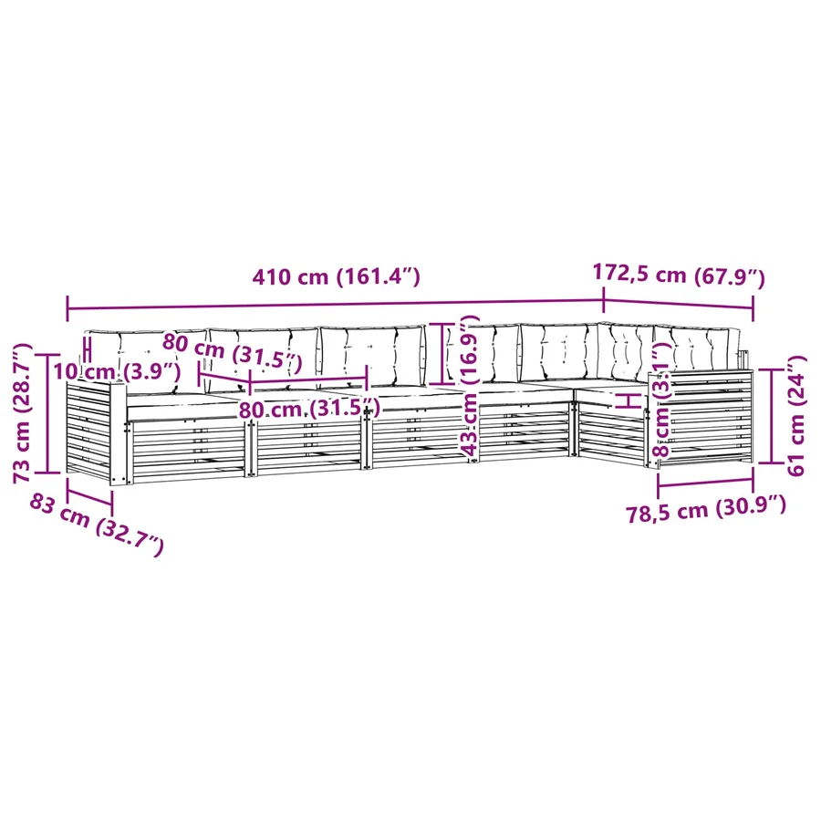 Ensemble de canapés d'extérieur 6 pcs Naturel et Beige - 10