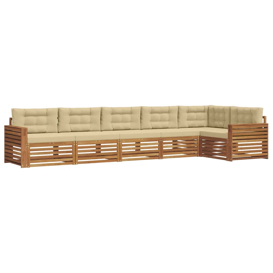 Ensemble de canapés d'extérieur 6 pcs Naturel et Beige - 2