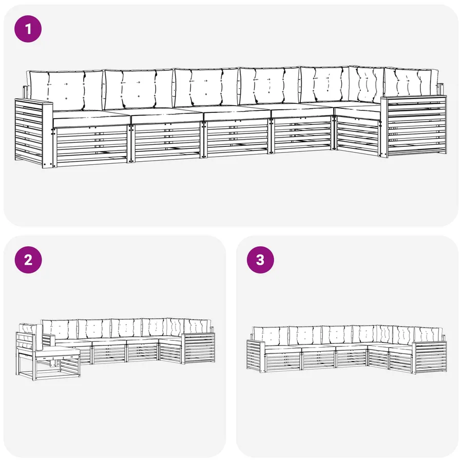 Ensemble de canapés d'extérieur 6 pcs Naturel et Beige - 7