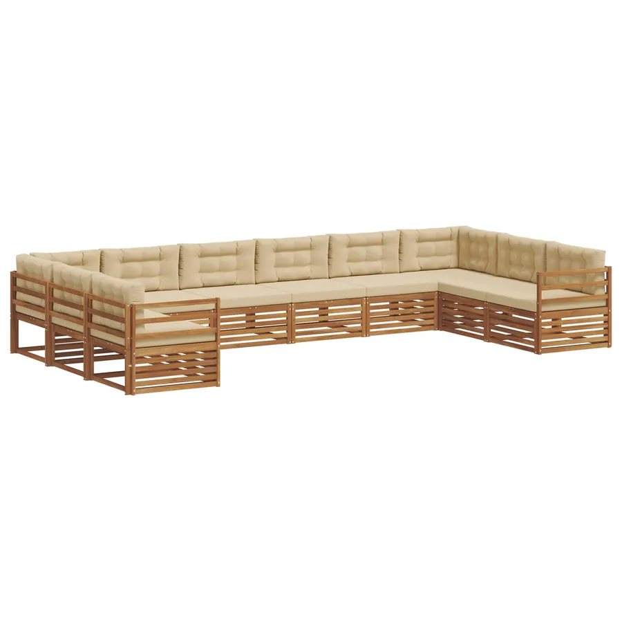 Ensembles de canapés 7 pc Naturel et Beige Bois d'Acacia Massif - 2