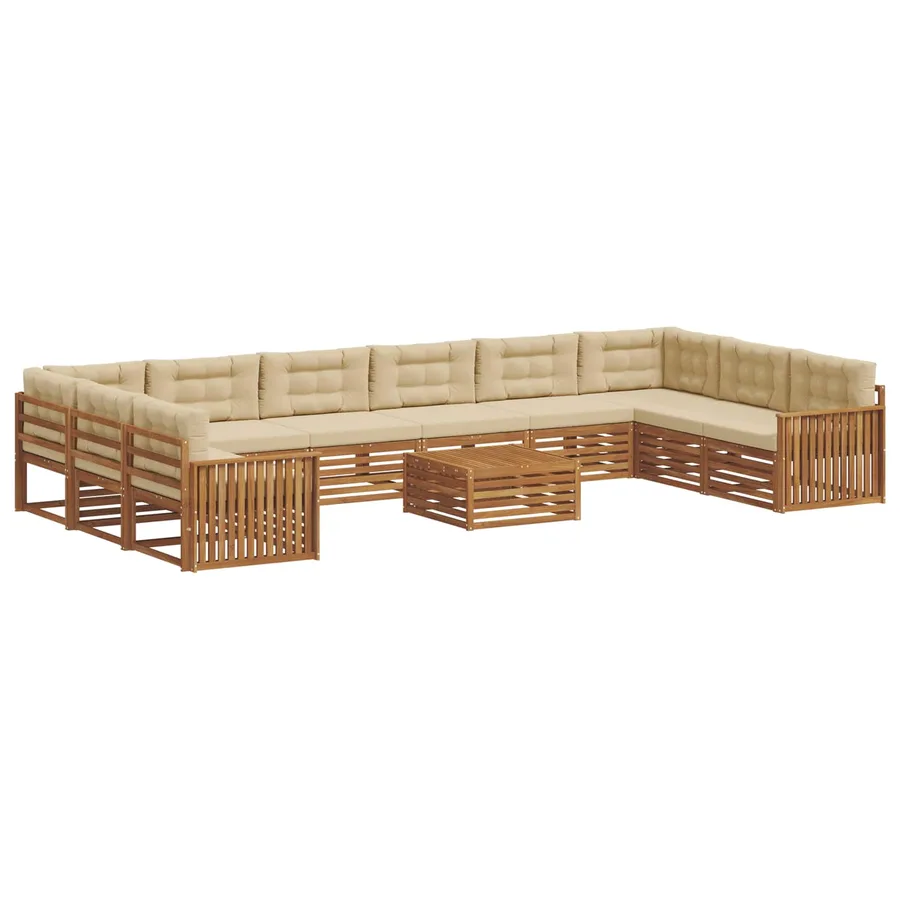 Ensembles de canapés avec coussin 11 pcs Naturel et Beige - 2