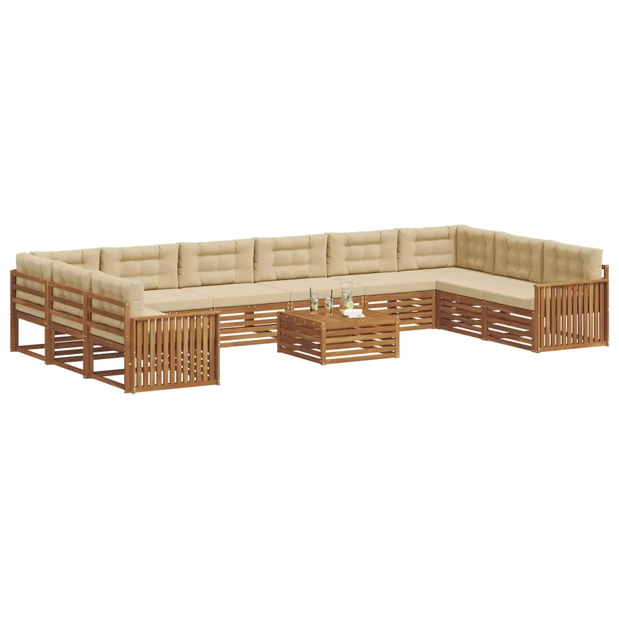 Ensembles de canapés avec coussin 11 pcs Naturel et Beige - 3