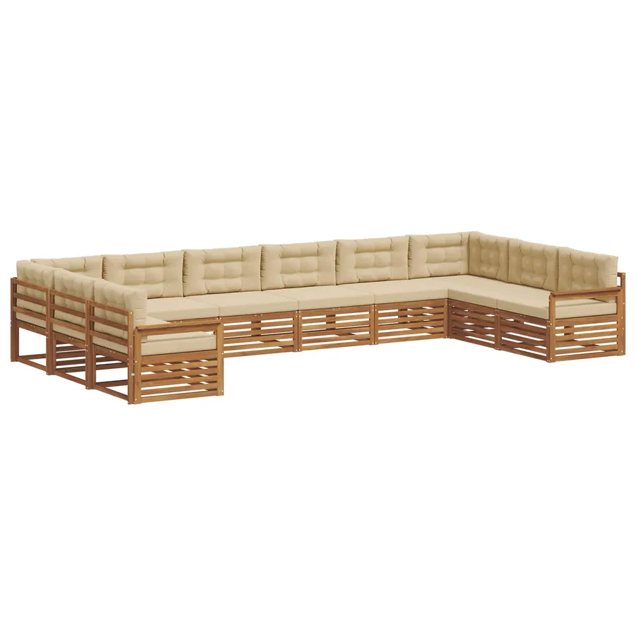 Ensembles de canapés 4 pc Naturel et Beige Bois d'Acacia Massif - 2