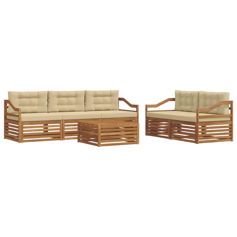 Ensemble de canapés d'extérieur 6 pcs Naturel et Beige - 2