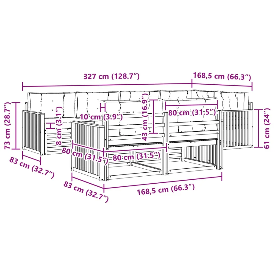 Ensemble de canapés d'extérieur 7 pcs Naturel et Beige - 9