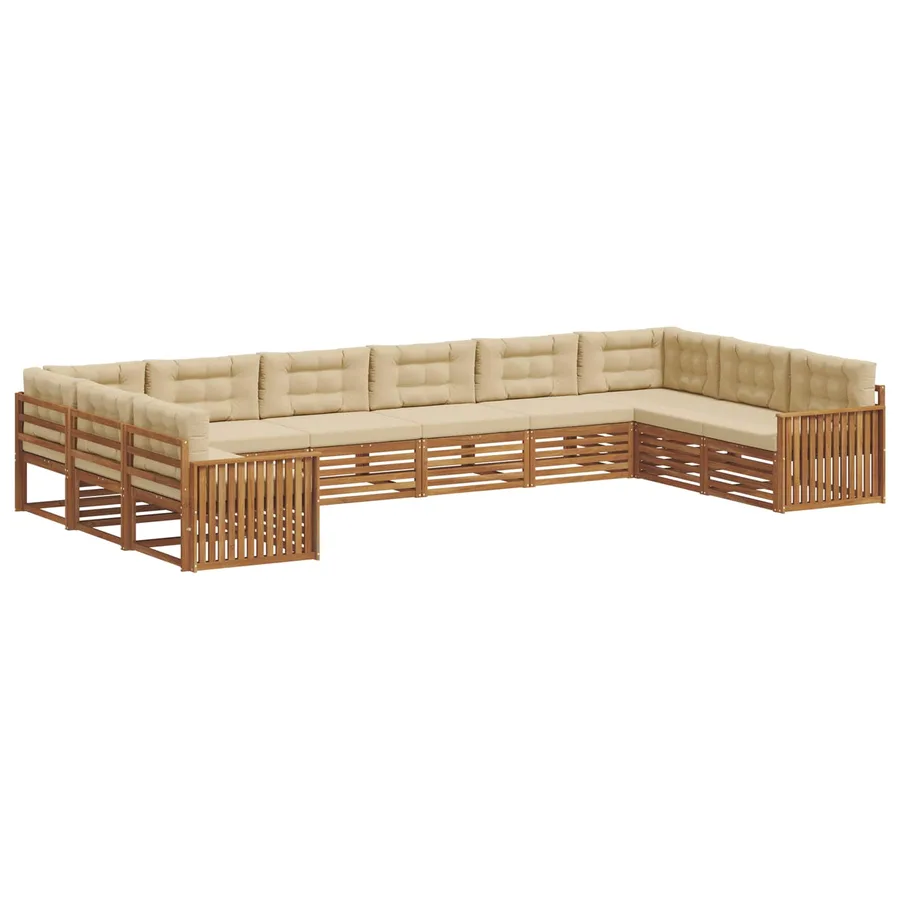 Ensembles de canapés 8 pc Naturel et Beige Bois d'Acacia Massif - 2