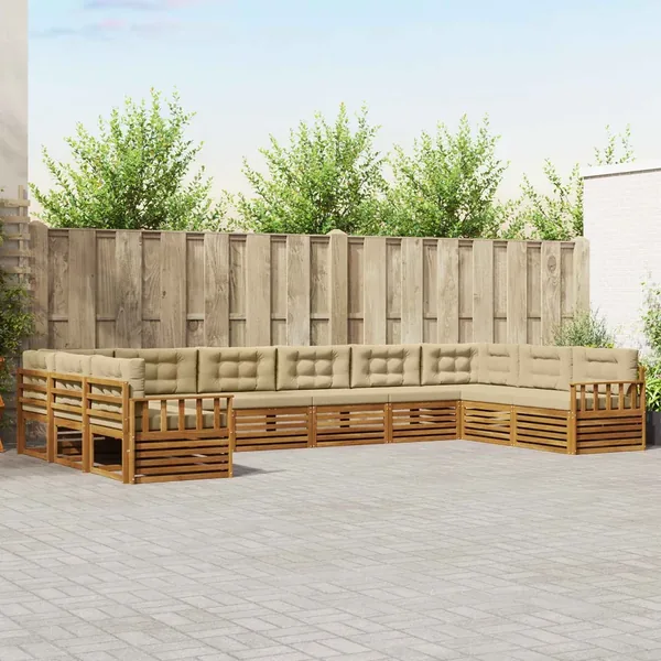 Ensembles de canapés 5 pc Naturel et Beige Bois d'Acacia Massif