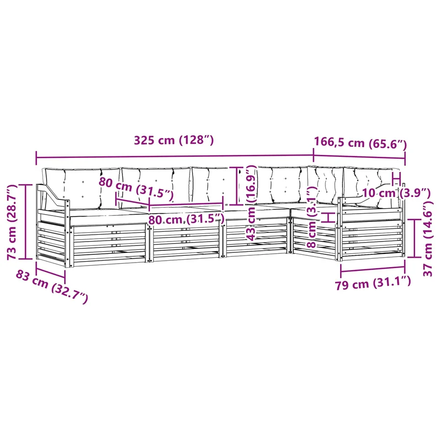 Ensemble de canapés d'extérieur 5 pcs Naturel et Beige - 8