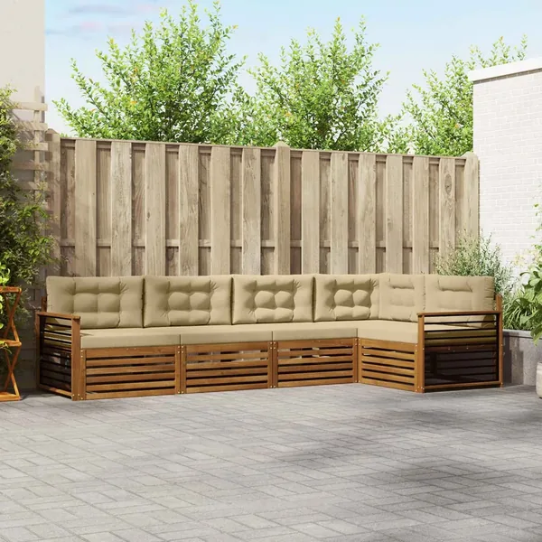 Ensemble de canapés d'extérieur 5 pcs Naturel et Beige