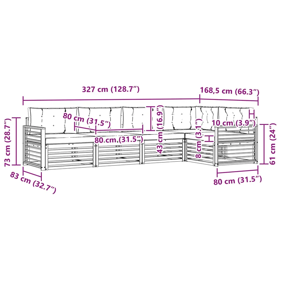 Ensemble de canapés d'extérieur 5 pcs Naturel et Beige - 10