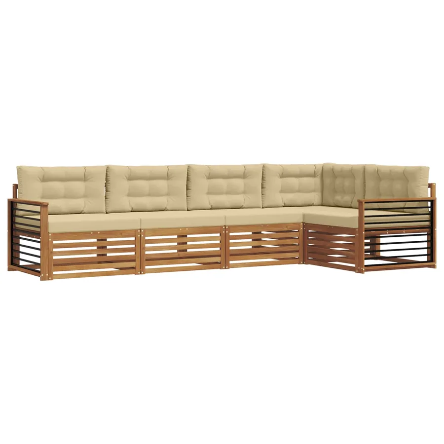 Ensemble de canapés d'extérieur 5 pcs Naturel et Beige - 2