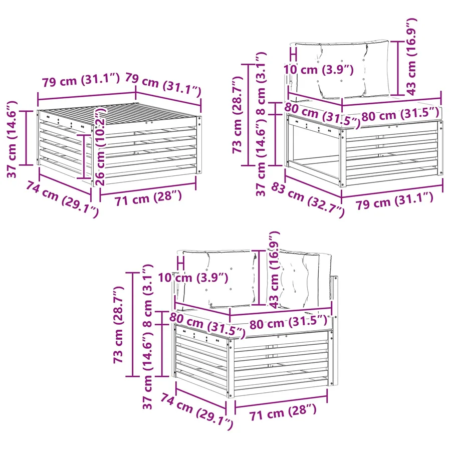 Ensemble de canapés d'extérieur 9 pcs Naturel et Beige - 12