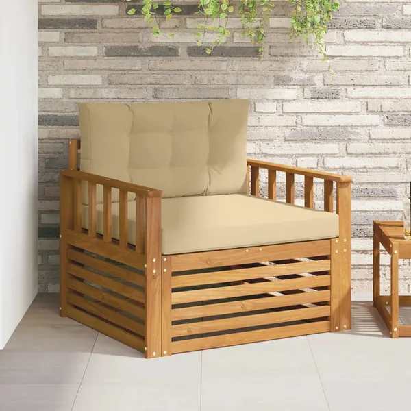 Canapé d’extérieur Bois d'acacia massif et polyester