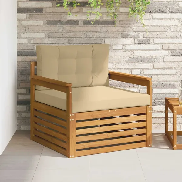 Canapé d’extérieur Bois d'acacia massif et polyester