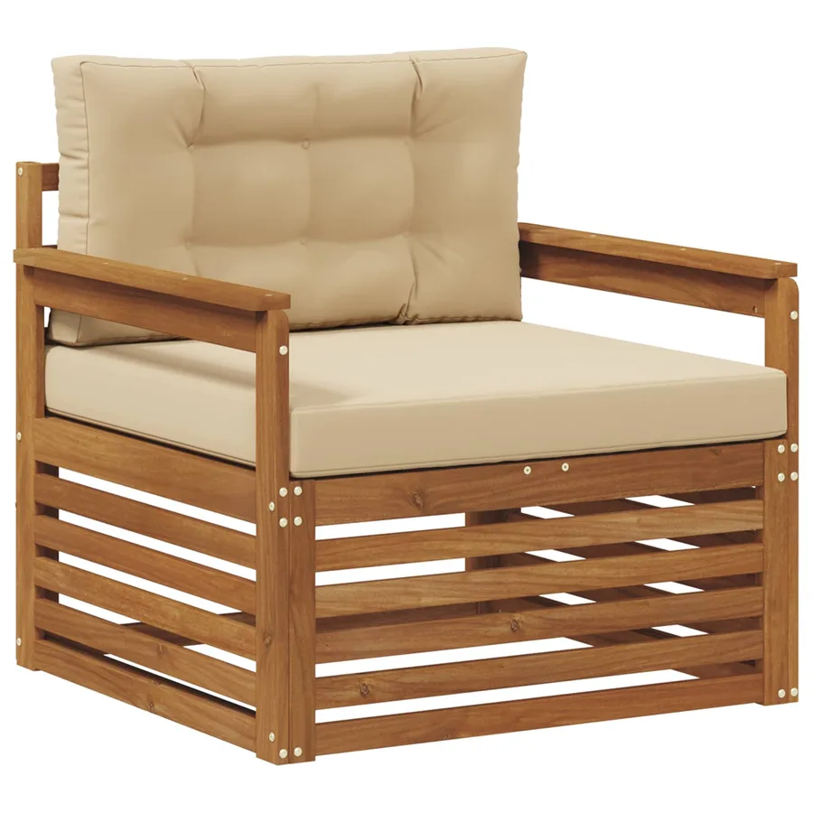 Canapé d’extérieur Bois d'acacia massif et polyester - 2