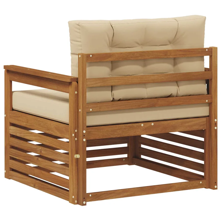 Canapé d’extérieur Bois d'acacia massif et polyester - 5