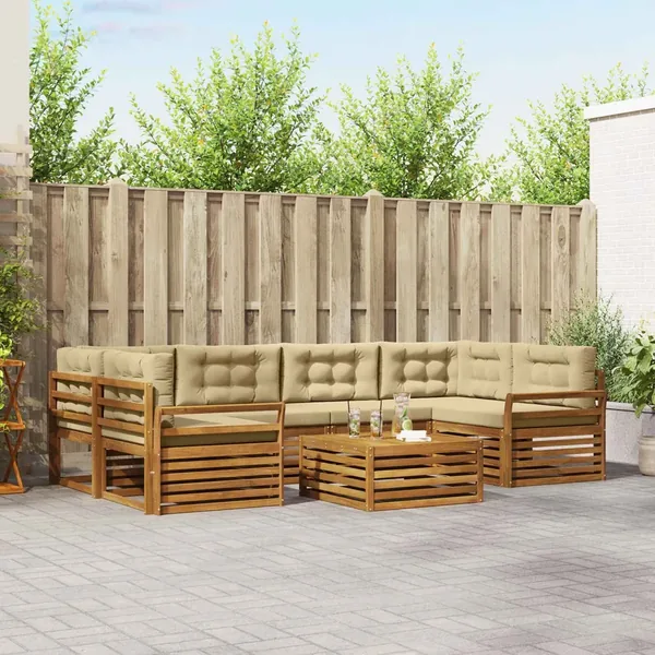 Ensemble de canapés d'extérieur 7 pcs Naturel et Beige