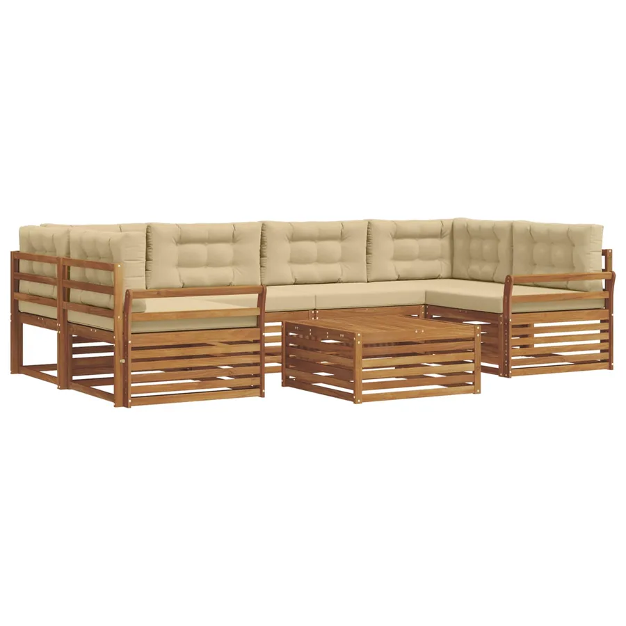Ensemble de canapés d'extérieur 7 pcs Naturel et Beige - 2