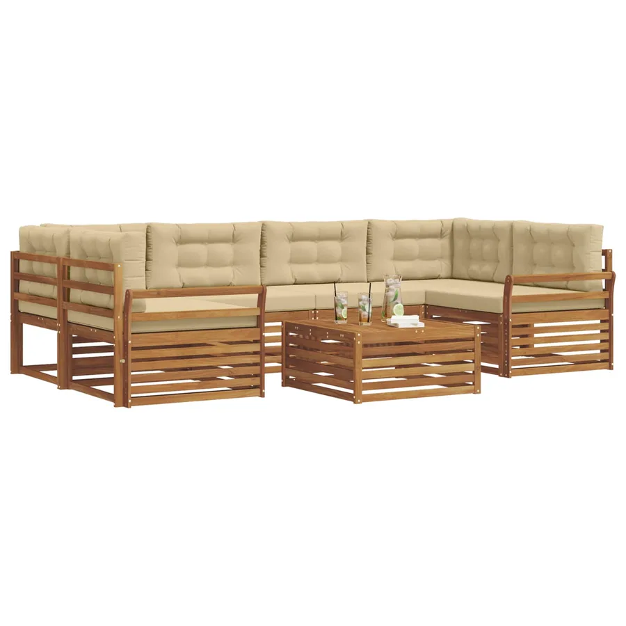 Ensemble de canapés d'extérieur 7 pcs Naturel et Beige - 3