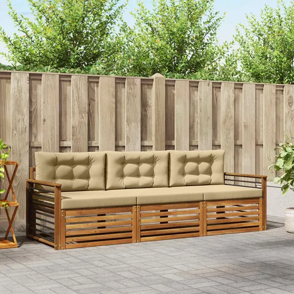Ensemble de canapés d'extérieur 3 pcs Naturel et Beige