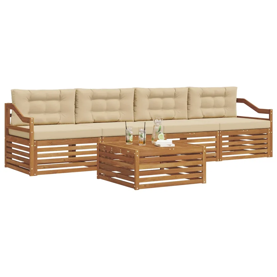 Ensemble de canapés d'extérieur 5 pcs Naturel et Beige - 3