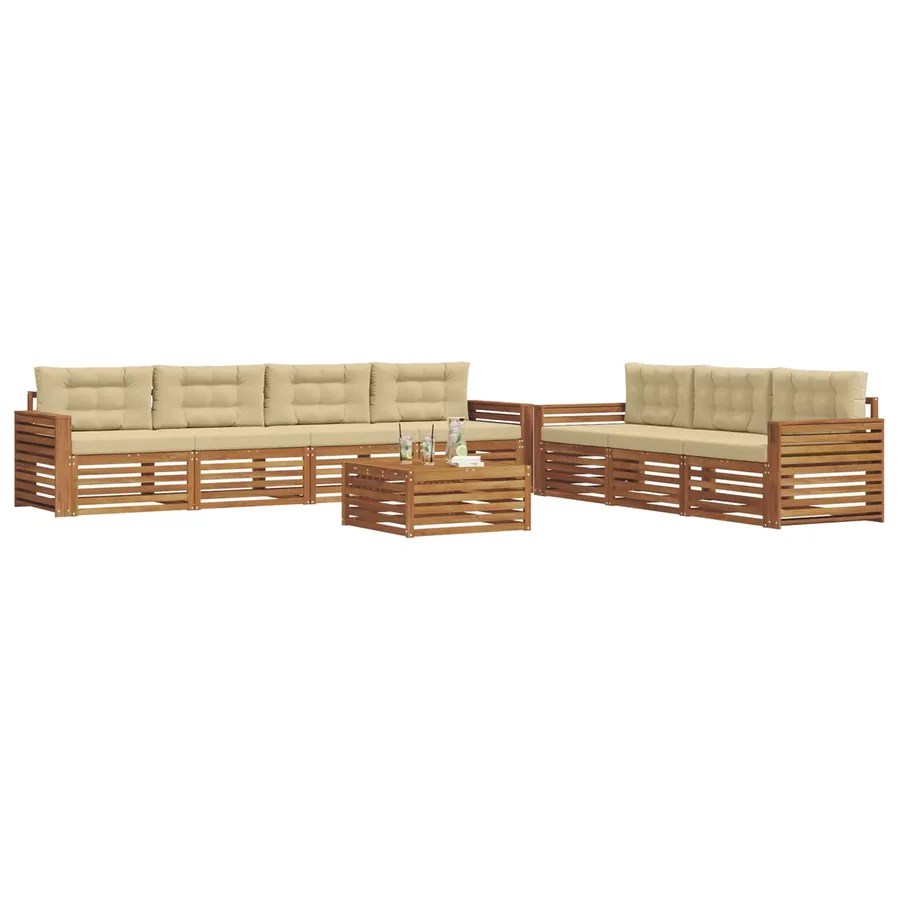 Ensemble de canapés d'extérieur 8 pcs Naturel et Beige - 3