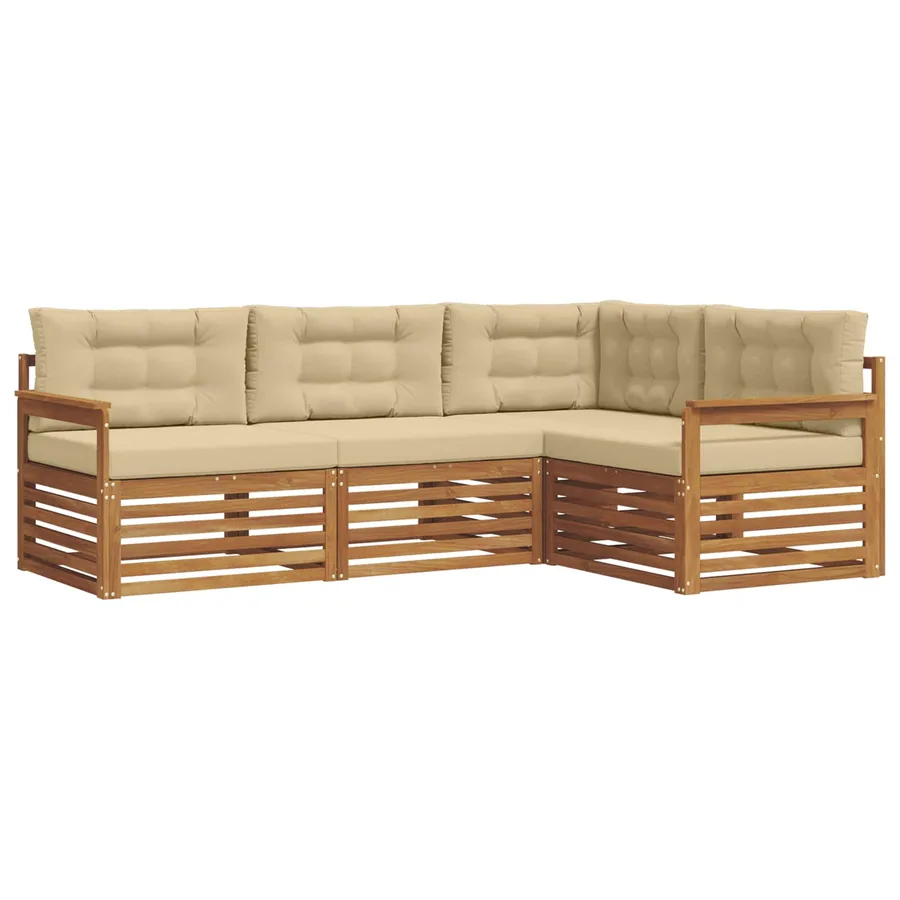 Ensemble de canapés d'extérieur 4 pcs Naturel et Beige - 2