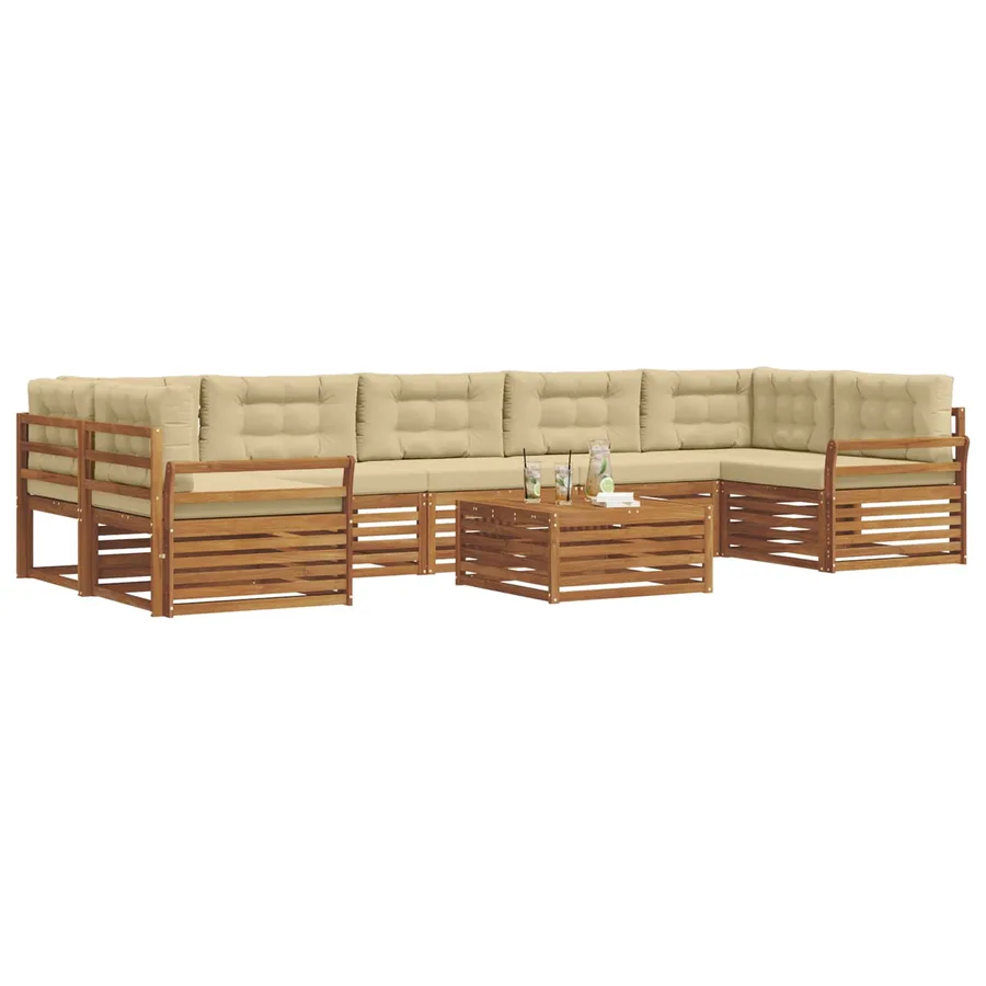 Ensemble de canapés d'extérieur 8 pcs Naturel et Beige - 3