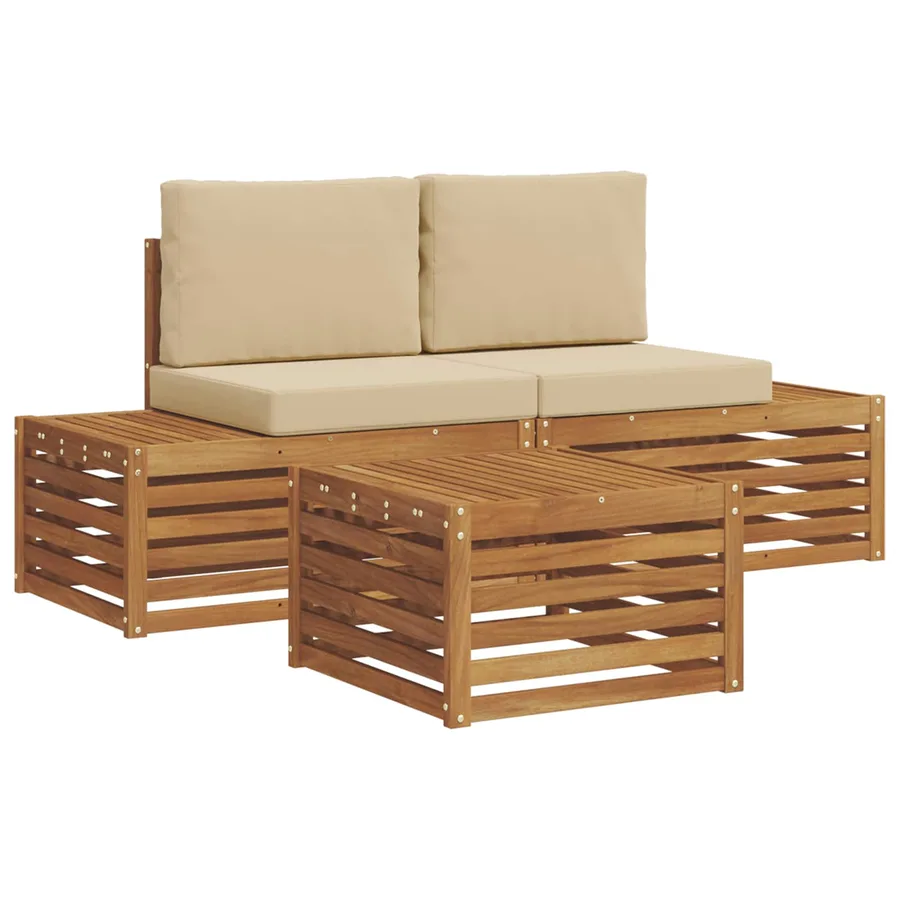Ensemble de canapés d'extérieur avec coussin Naturel et Beige - 2