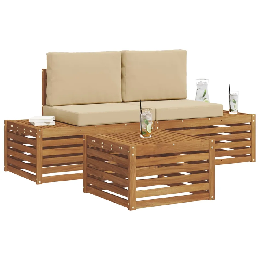 Ensemble de canapés d'extérieur avec coussin Naturel et Beige - 3