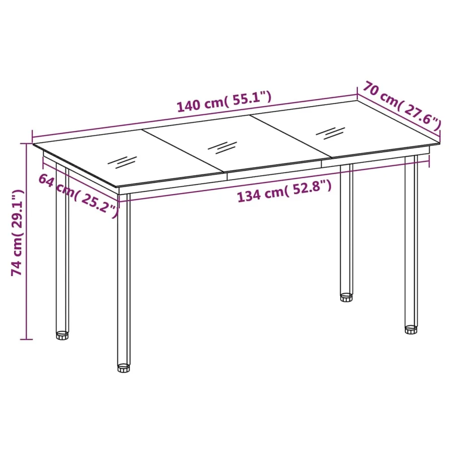 Ensemble à manger de jardin 5 pcs Noir - 7