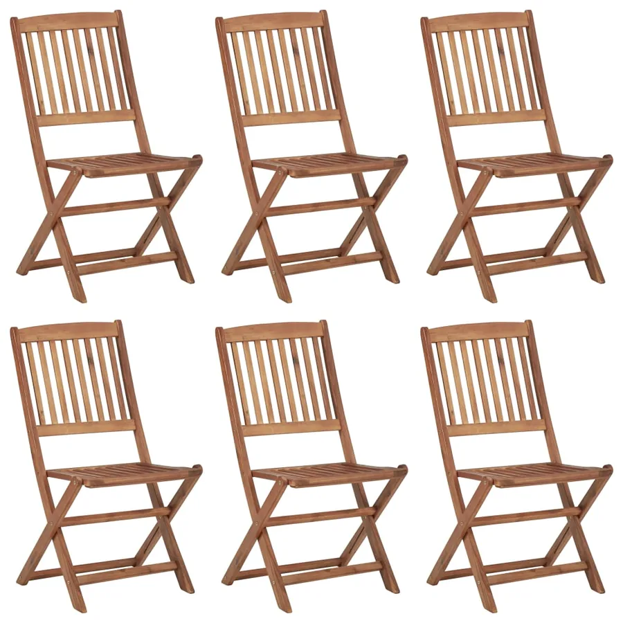 Chaises pliables d'extérieur lot de 6 Bois d'acacia solide