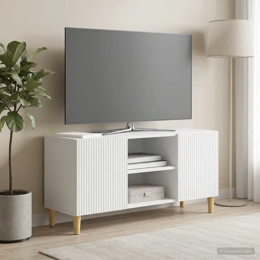 Meuble TV Blanc 102 x 34,5 x 50 cm Bois d'ingénierie