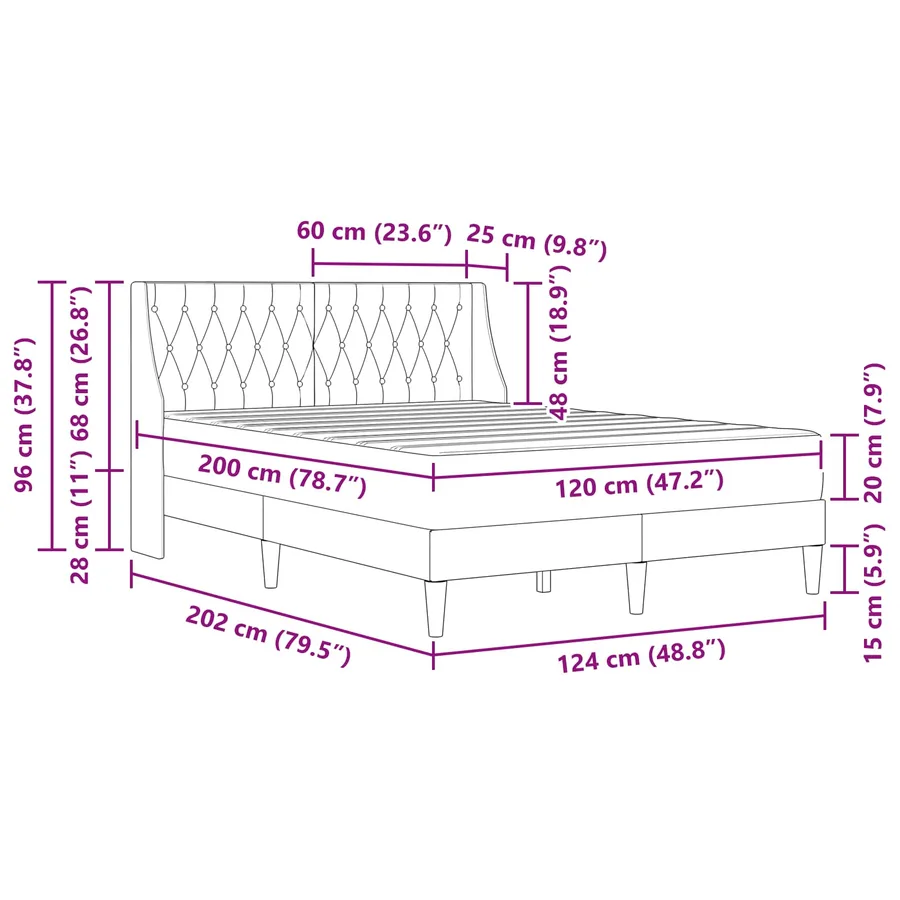 Cadre de lit avec matelas Rose 120 x 200 cm Velours - 11