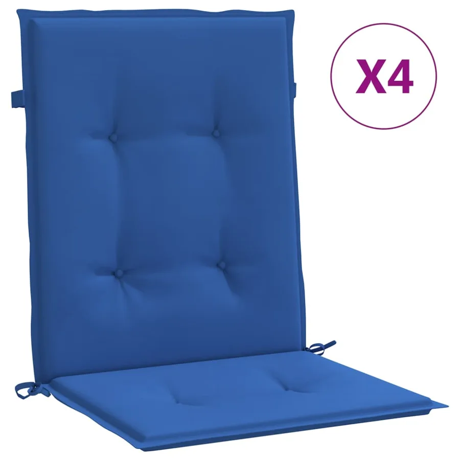Coussins de chaise de jardin à dossier bas lot de 4 bleu royal - 2