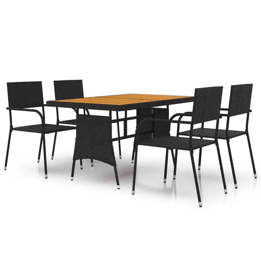 Mobilier à dîner d'extérieur 5 pcs Résine tressée Noir - 2