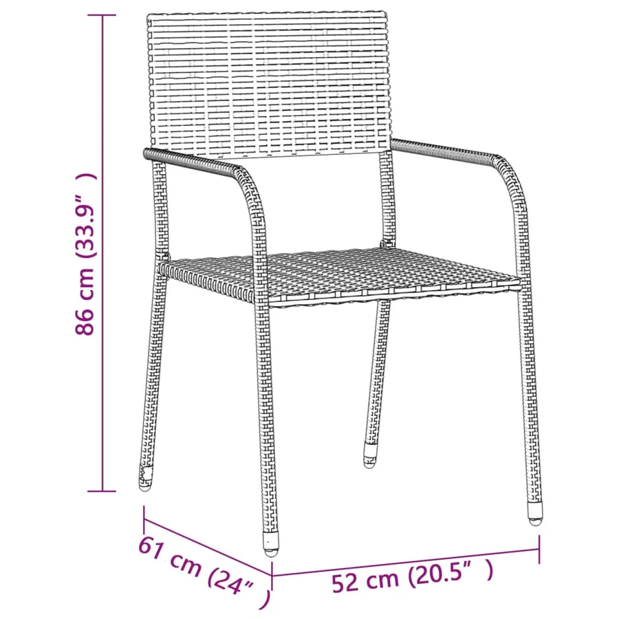 Mobilier à dîner d'extérieur 5 pcs Résine tressée Noir - 8