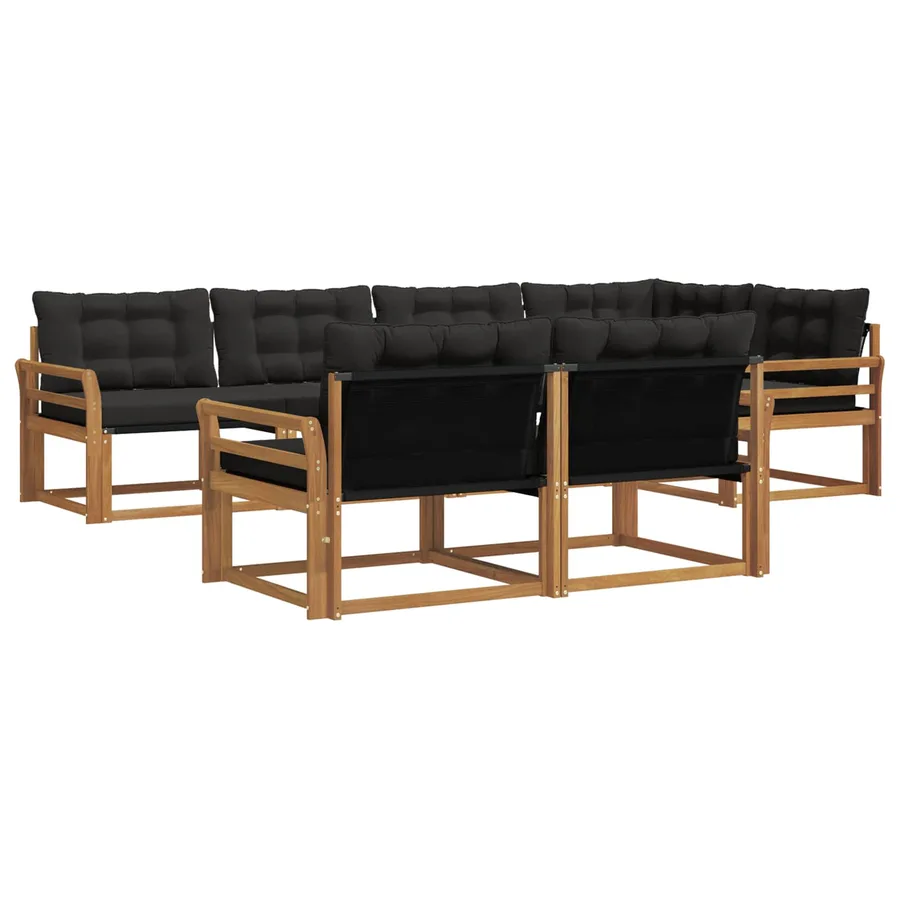 Ensemble de canapés d'extérieur 7 pcs Naturel et Noir - 2
