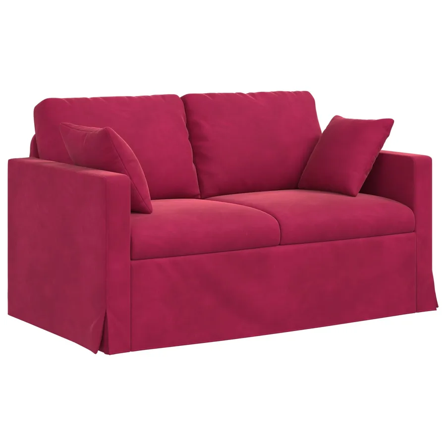 Ensemble de Canapés 2 pcs Bordeaux 138 x 78 x 80 cm Velours - 5