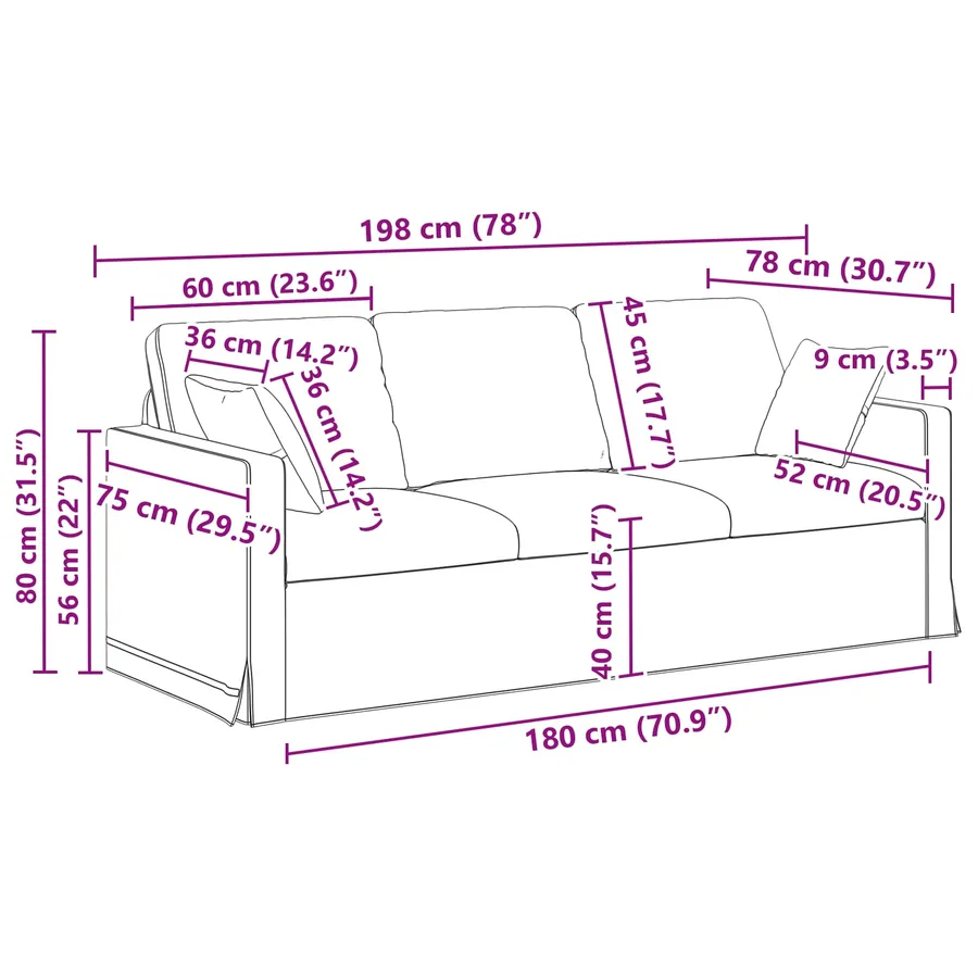 Ensemble de Canapés 2 pcs Bordeaux 198 x 78 x 80 cm Velours - 8