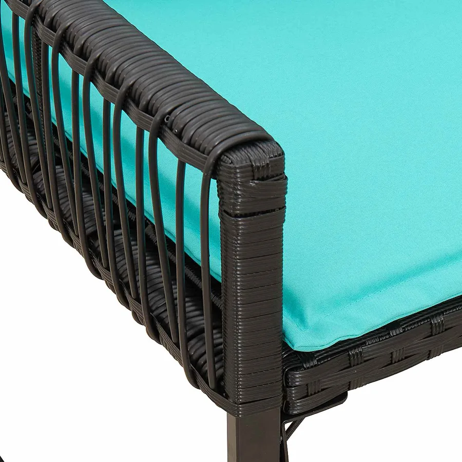 Banc extérieur avec coussin 4 pcs Noir et turquoise polyrotin - 8