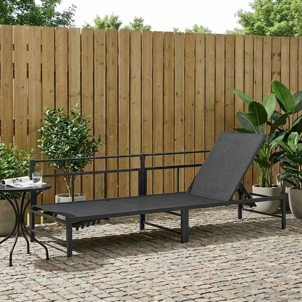 Transat Noir 200 x 62 x 59,5 cm Textilène