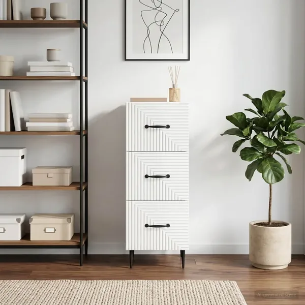 Armoire à tiroirs Blanc brillant 33 x 34,5 x 89,5 cm